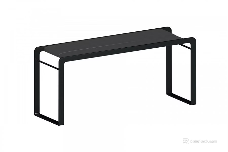 Sleek Black Modern Coffee Table With Metal Frame And Rectangular Tabletop 3d model 