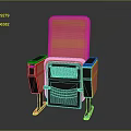 Red Upholstered Chair With Black Armrests Black Base And Metal Legs