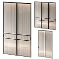 Modern Glass Room Dividers with Vertical Stripes and Metal Frame for Interior Space Partition