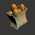 Simple Paper Bag Filled With Fresh Yellow Eggs On Dark Background