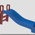 Children's Plastic Slide with Blue Chute and Red Ladder for Kids Playground Equipment