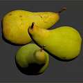 Fresh Juicy Ripe Yellow Pears With Smooth Skin On Dark Surface