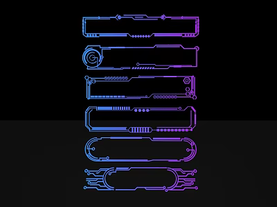 Artistic Sculpture Carving Design With Colorful Lines And Blue Purple Gradient Patterns 3d model