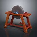 Wooden Manual Grinding Tool With Circular Disc And Sturdy Stand For Home Use
