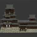 Traditional Multi story Architecture With Multiple Tile Roofs Wooden Structure And Stone Base