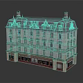 Classic Residential Building With Gray Roof White Walls Red Ground Floor Facade And Chimneys