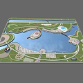 Park Landscape Design With Large Central Lake Curved Paths And Green Lawns