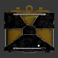 Yellow and Black Electronic Equipment with Metal Casing Cross Design and Handle