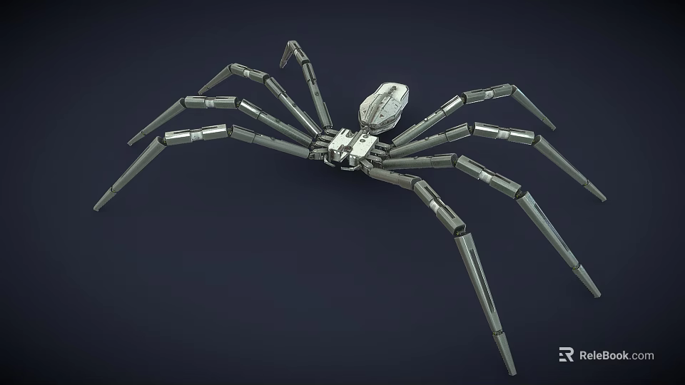 Detailed Mechanical Spider Design With Robotic Legs And Metallic Body Structure 3d model 