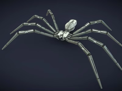 Detailed Mechanical Spider Design With Robotic Legs And Metallic Body Structure 3d model