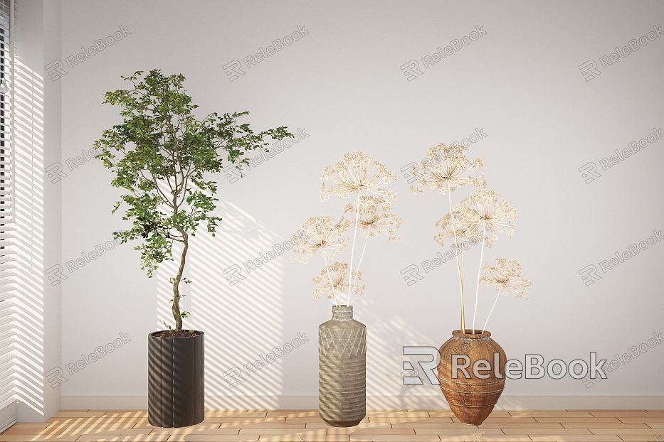 Vase Flower Plant Green Plant Bonsai model