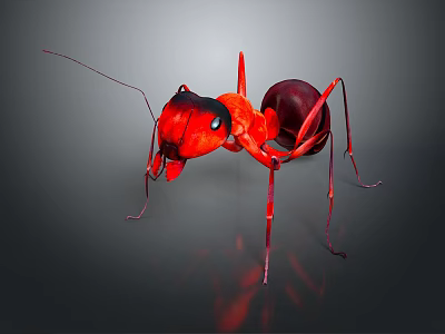 Realistic Red Ant 3D Render With Detailed Head Body And Long Legs 3d model