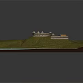 Ancient Castle Fortress Structure With Circular Fort And Square Buildings And Towers