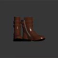 Red Mid Calf Boots With Zipper Straps And Classic Daily Wear Design