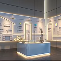 KCL GROUP Modern Exhibition Hall With Wall Diagrams And Blue Display Counter