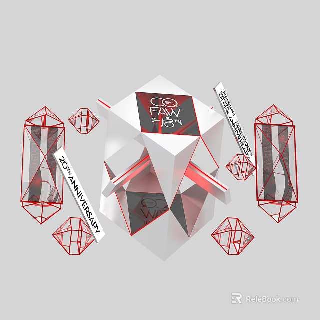 COO FAW 16 20th Anniversary Design With Geometric Shapes And Red Lines 3d model 