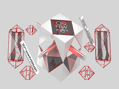 COO FAW 16 20th Anniversary Design With Geometric Shapes And Red Lines 3d model