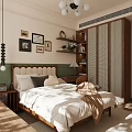 Cozy Bedroom Interior With Tufted Headboard Chandelier Window Bench And Decorative Paintings