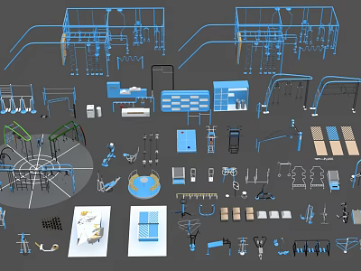 Variety of Sports Equipment Including Fitness Gear And Outdoor Training Facilities 3d model