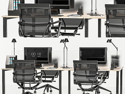 Simple Office Desk and Chair 3d model