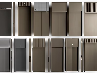 Hotel Elevator Lobby With Modern Metal Elevator Doors In Various Styles 3d model