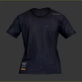 Casual Navy Blue Short Sleeve T shirt With Orange Brand Logo