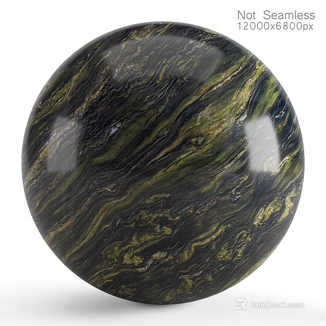Round Decorative Component with Green Black Veined Natural Stone Texture 3d model