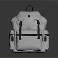 Stylish White Backpack With Black Straps Zipper Details And Minimalist Design