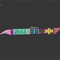 Decorative Weapon Design With Gold And Black Patterns Metal Blade And Mechanical Structure