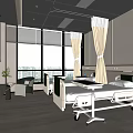 Modern Hospital Outpatient Ward Interior With Comfortable Beds Large Windows TV And Wooden Flooring