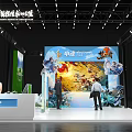 Children's Chair Display At Modern Exhibition Booth With White Design And Green Background