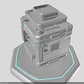 Futuristic Tech Device With Multi Layered Structure Octagonal Base And Glowing Blue Lines