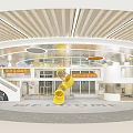 Modern Kindergarten Interior With Yellow Slide And Welcome Sign