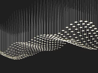 Modern metal wave chandelier 3d model