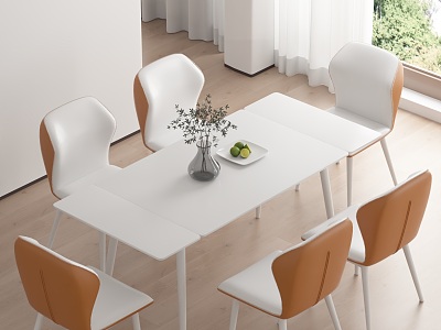 Modern dining table multi-person dining table 3d model