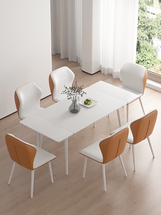 Modern dining table multi-person dining table 3d model