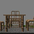 Natural Bamboo Outdoor Table with Matching Chairs in Garden Patio Gravel Setting