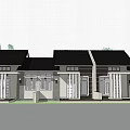 Modern Detached Villa Exterior With Black Roof White Walls Green Plants And Stone Pavement