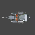 Detailed 3D Rendered Engine With Silver Orange Mechanical Parts And Pipes