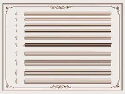 Various Decorative Gypsum Moldings with Different Design Patterns for Interiors 3d model