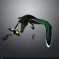 Green Mythical Creature Interacting With Blue Yellow Spotted Character In Dark Space With Floating Lights
