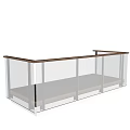 Modern Transparent Glass Fence with Metal Frame on Wooden Deck Terrace