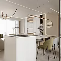 Modern Living Dining Room Interior With Open Layout Marble Partitions And White Storage Cabinets