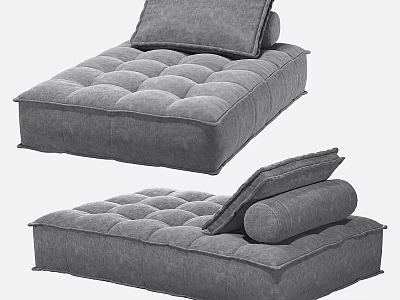 Comfortable Gray Tufted Chaise Lounge With Soft Cushions And Upholstered Design 3d model