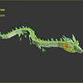 3D Dragon Model With Coiled Yellow Turquoise Body Shiny Surface And Reflective Base 3d model