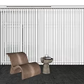 Modern White Blinds in Indoor Scene With Bright Window Brown Chair Small Table And Teacup