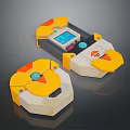 Yellow And White Portable Computer Device With Blue Screen Orange Accents And Colorful Buttons