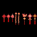 Traditional Chinese Lanterns Collection With Various Styles Red Color And Decorative Elements