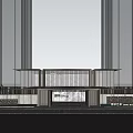Modern Sales Office Building Exterior Design With Wooden Facade Water Reflection And Evening Sky