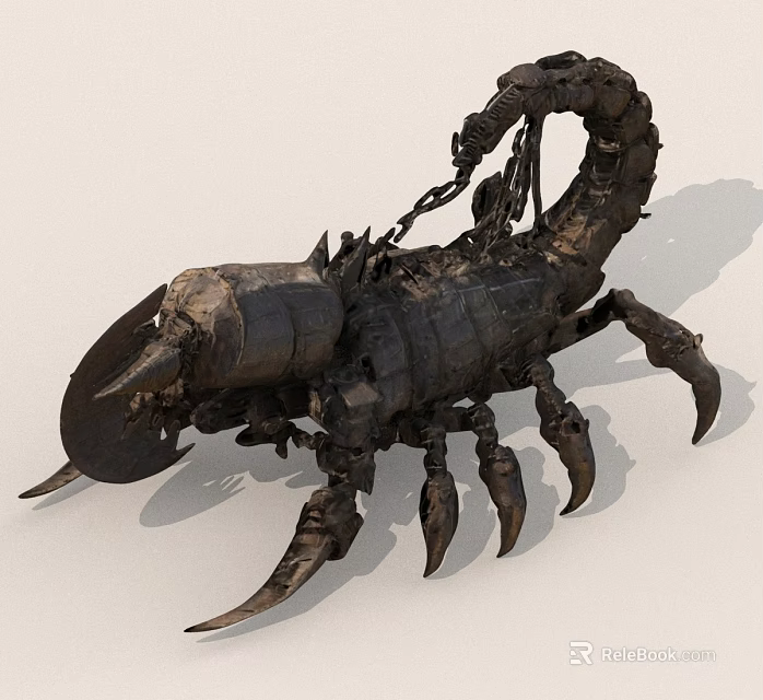 Mechanical Metal Scorpion Sculpture With Intricate Chain Details And Sharp Claws 3d model 